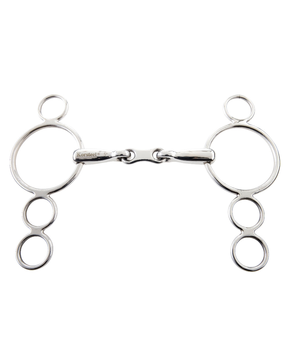 Korsteel Stainless Steel French Link 3 Ring Gag Bit on white background