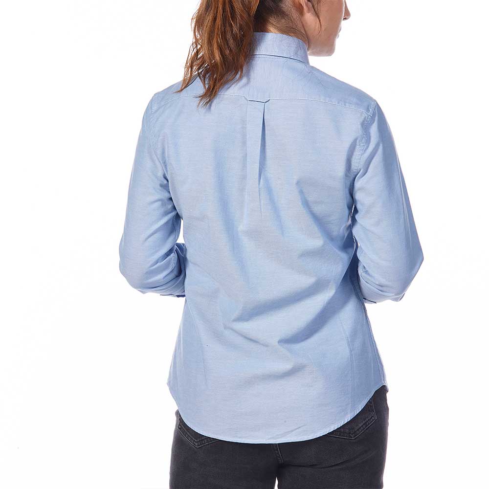 Musto Womens Essential Long Sleeve Oxford Shirt in Pale Blue  