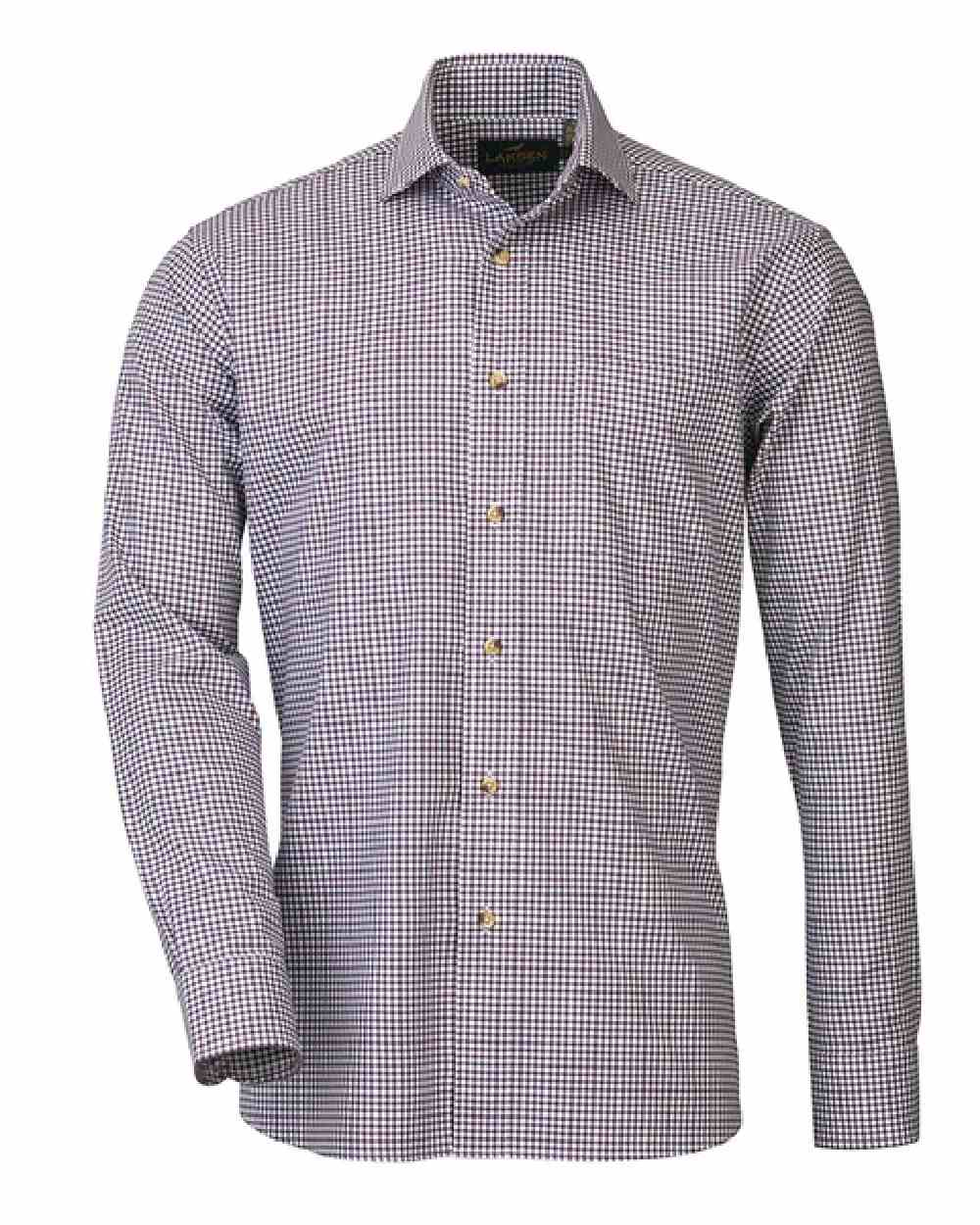Purple Check coloured Laksen Arnold Organic Cotton Shirt on white background 