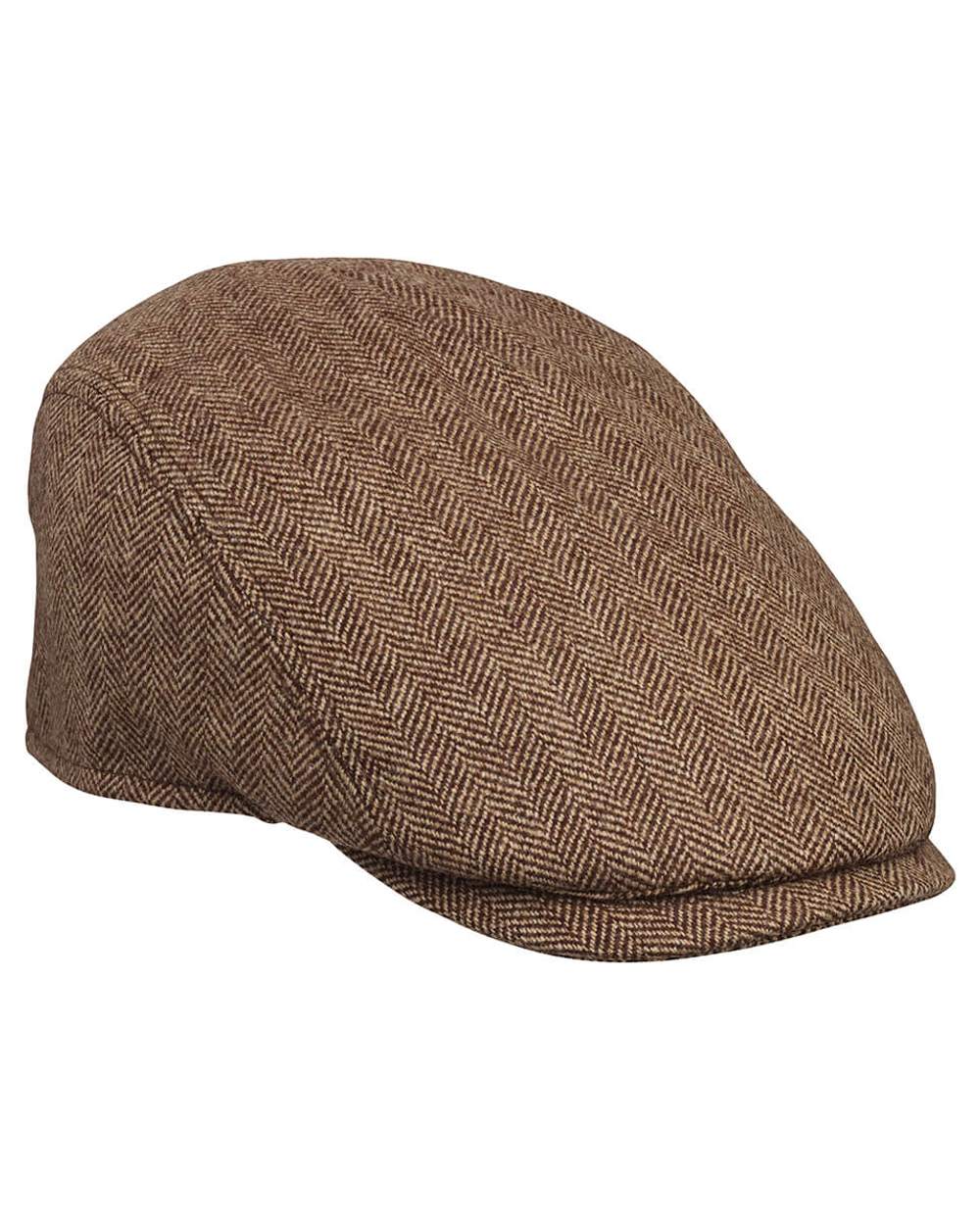 Astor &amp; Glyn Tweed coloured Laksen Astor-Glyn Drivers Tweed Flat Cap on white background 