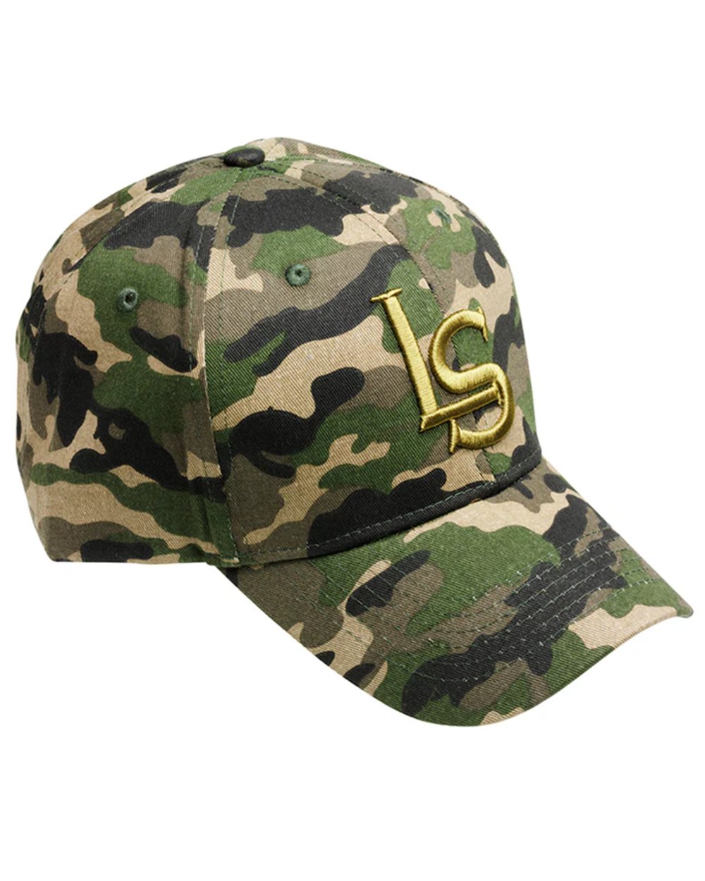 Camo coloured Laksen Baseball 3D Shooting Cap on white background 