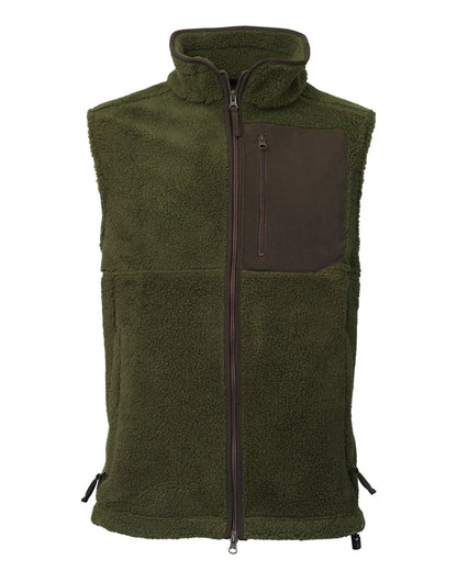 Olive Coloured Laksen Bear Fleece Zip Vest on white background 
