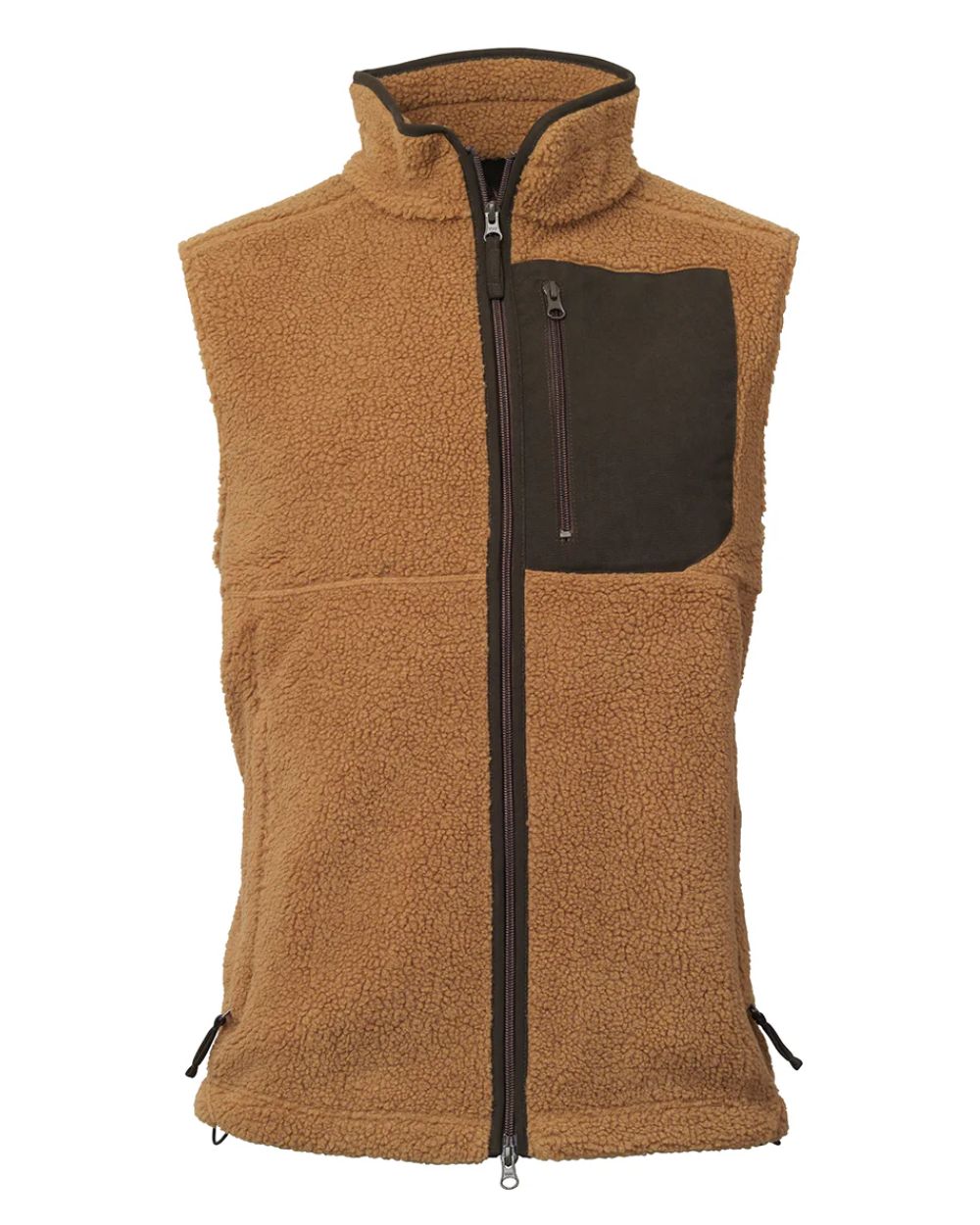 Toffee Coloured Laksen Bear Fleece Zip Vest on white background 