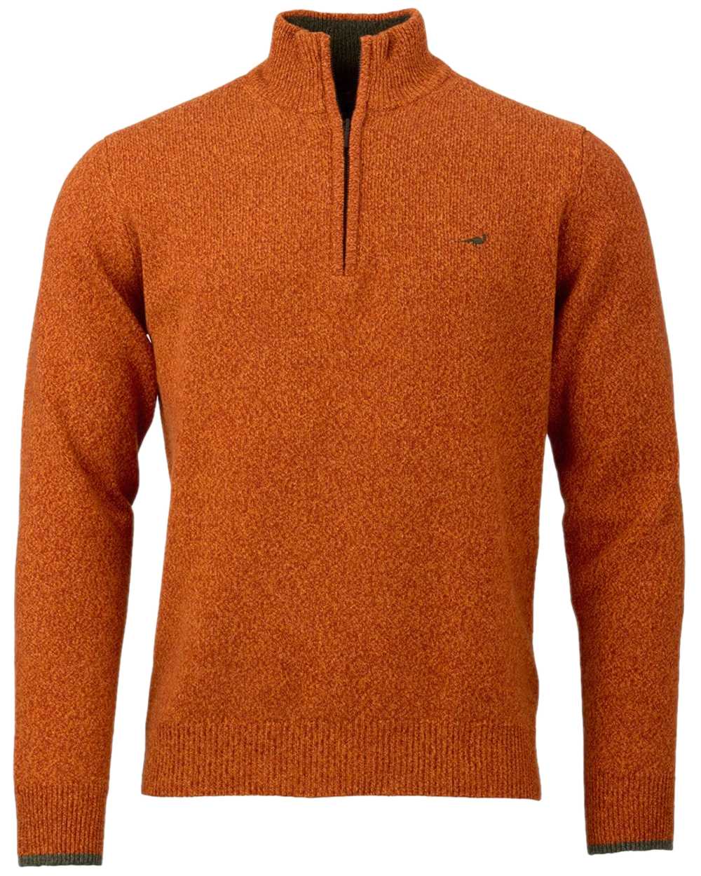 Terra Coloured Laksen Brompton Zip Neck Sweater on white background 