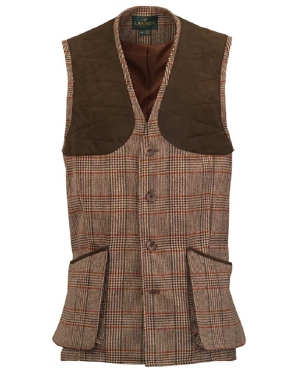 Cavendish Tweed coloured Laksen Cavendish Leith Tweed Shooting Vest on white background 