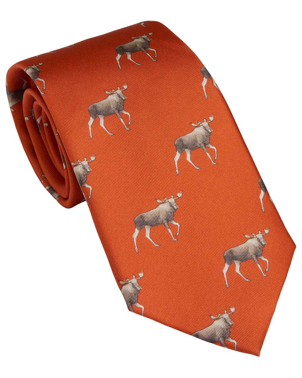 Burnt Orange coloured Laksen Elk Tie on white background 