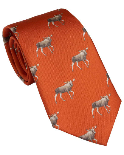 Burnt Orange coloured Laksen Elk Tie on white background 