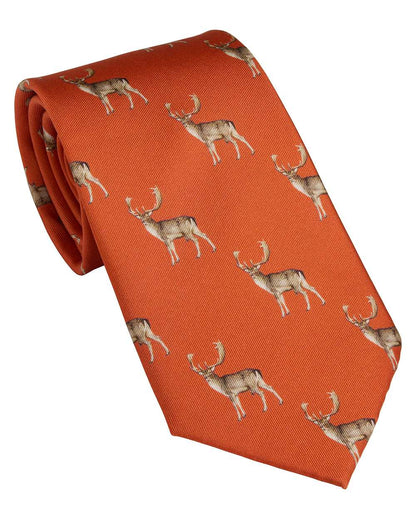 Burnt Orange coloured Laksen Fallow Buck Neck Deer Tie on white background 