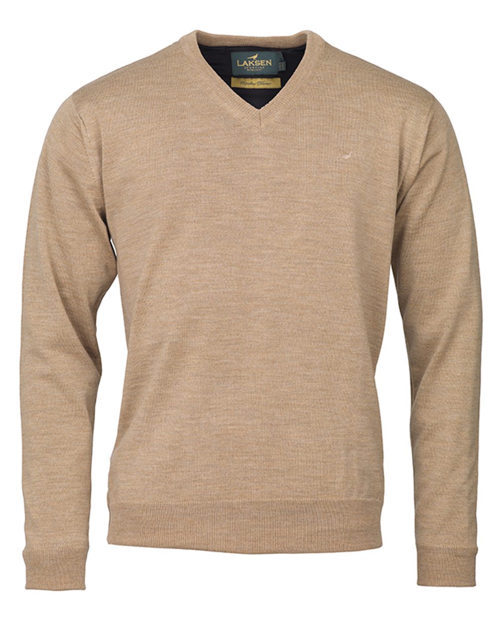 Sand coloured Laksen Grantham Windstopper V-Neck Sweater on white background 