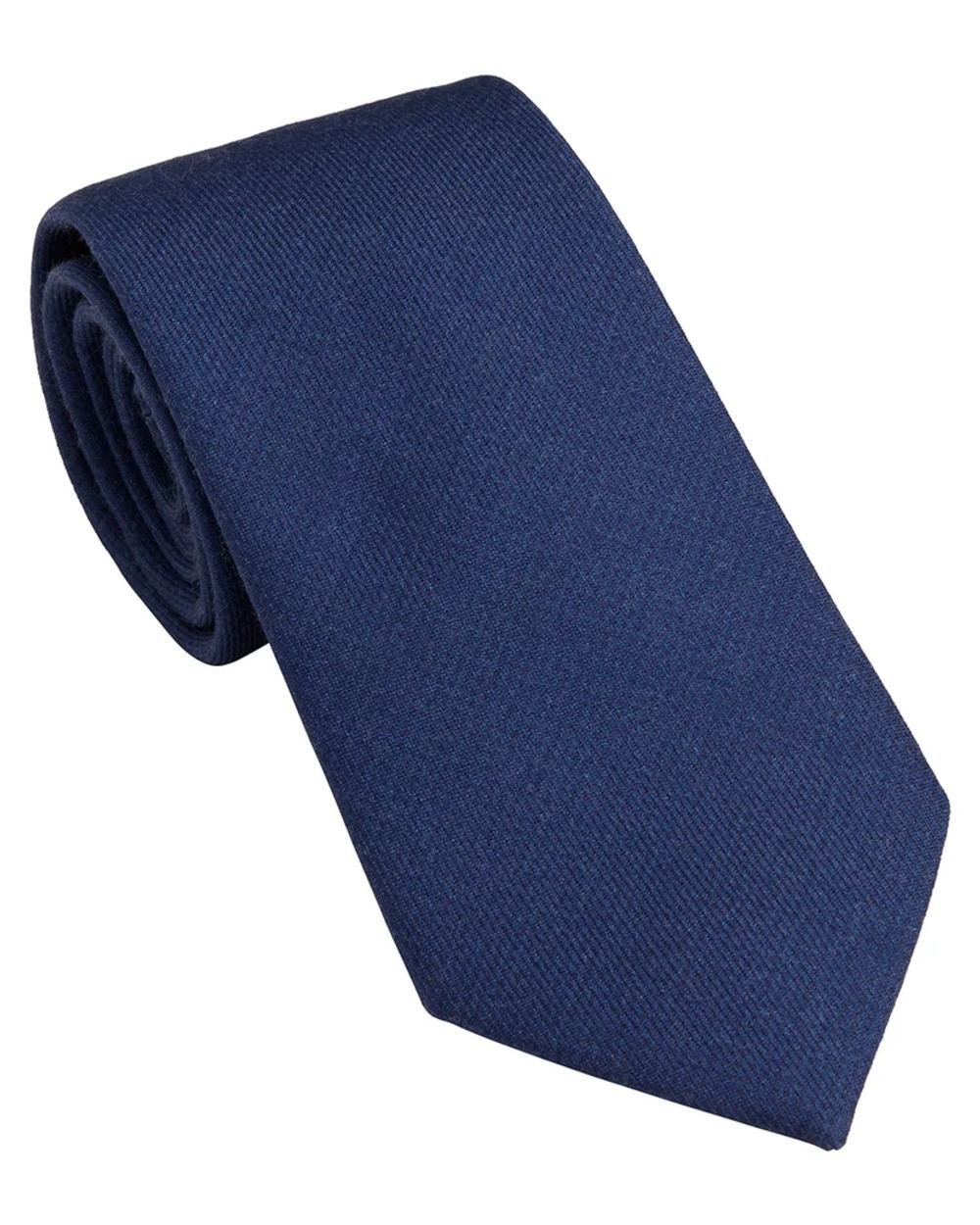 Blue coloured Laksen Houndstooth Wool Tie on white background 
