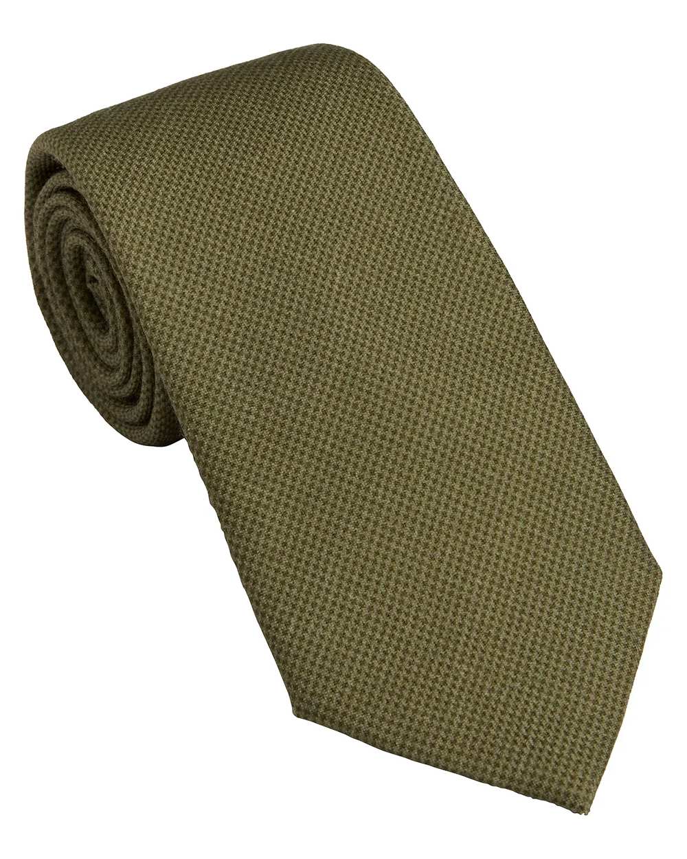 Green coloured Laksen Houndstooth Wool Tie on white background 