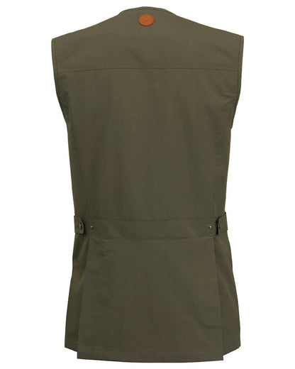 Olive coloured Laksen Marsh Shooting Vest on white background 