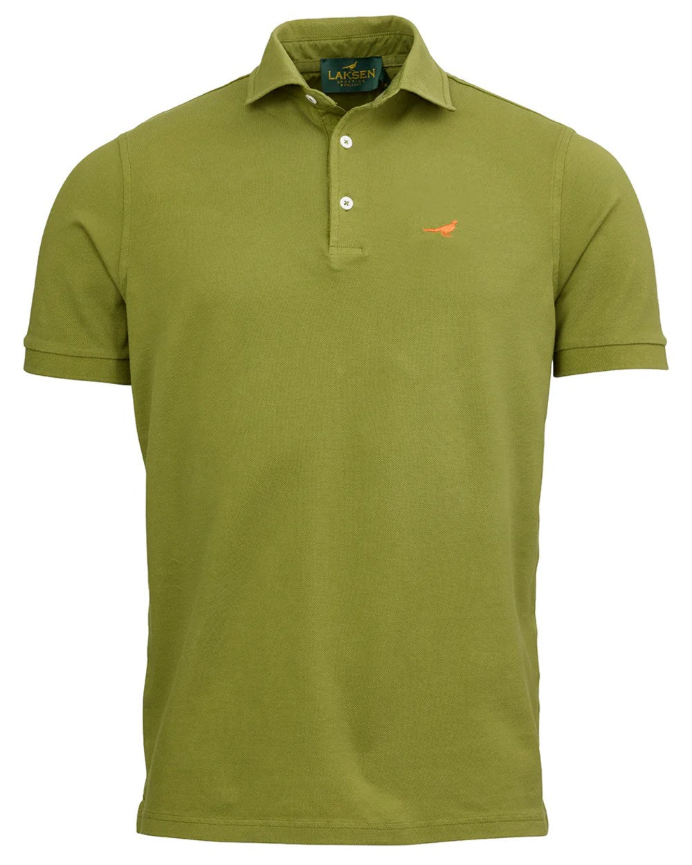 Olive coloured Laksen Mens Amalfi Polo T-Shirt on white background 