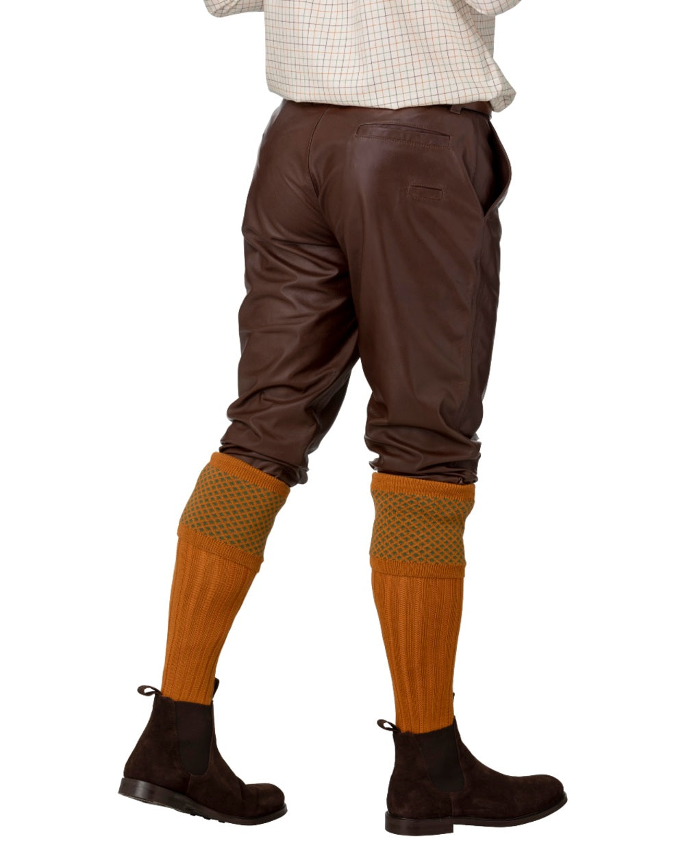 Savanna Brown coloured Laksen Mens Ardennes Leather Breeks on white background 