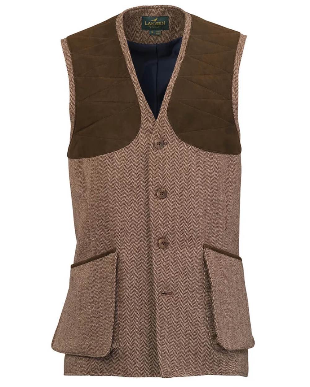 Astor Tweed Check coloured Laksen Mens Astor Leith Tweed Shooting Vest on white background 
