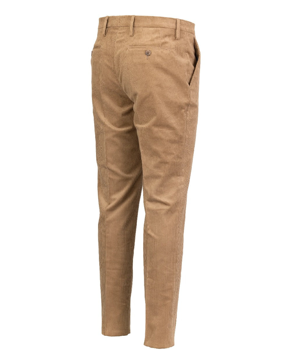 Camel Coloured Laksen mens Barton Corduroy Trousers on White Background 
