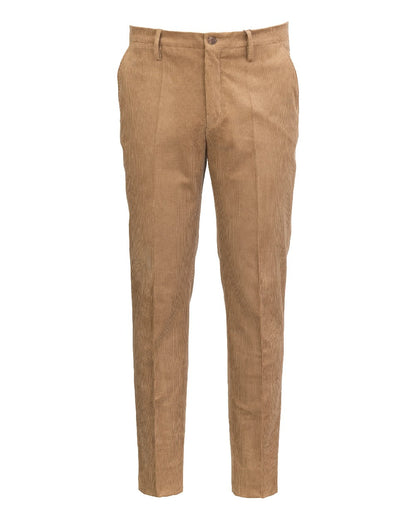 Camel Coloured Laksen mens Barton Corduroy Trousers on White Background 