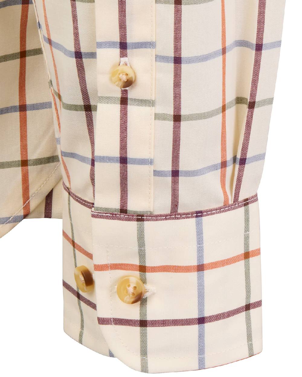 Olive Burnt Orange Bordeaux Corn Blue Coloured Laksen Mens Dawson Sporting Stretch Shirt on white background 