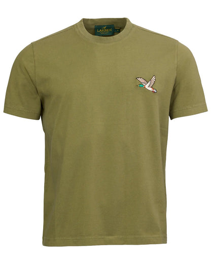 Olive coloured Laksen Mens Duck Cotton T-Shirt on white background 