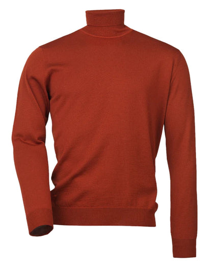 Tile Coloured Laksen Mens Easton Merino Roll Neck on white background 