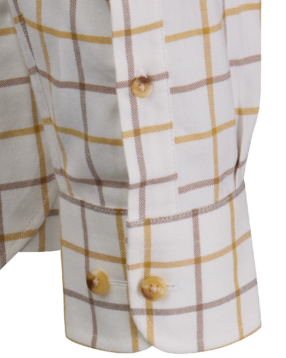 Gorse Camel Coloured Laksen Mens Edgar Brushed Organic Cotton Shirt on white background 