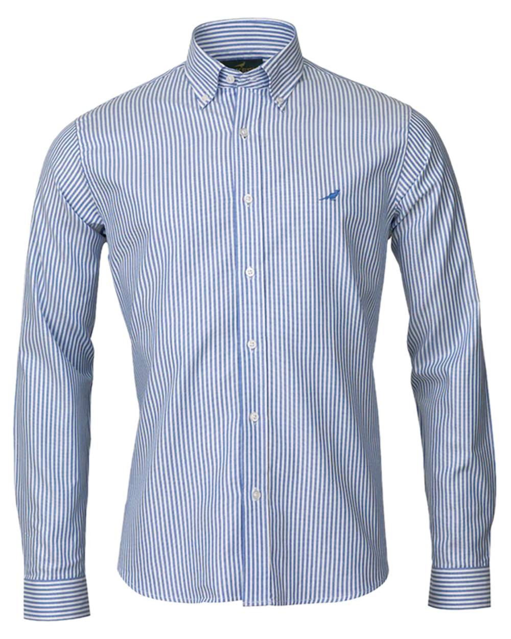 Navy Coloured Laksen Mens Eton 100% Oxford Cotton Shirt on white background 