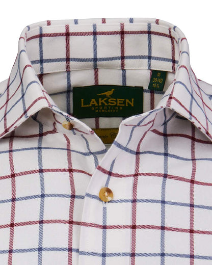 Corn Blue Bordeaux Coloured Laksen Mens Gable Brushed Organic Cotton Shirt on white background 