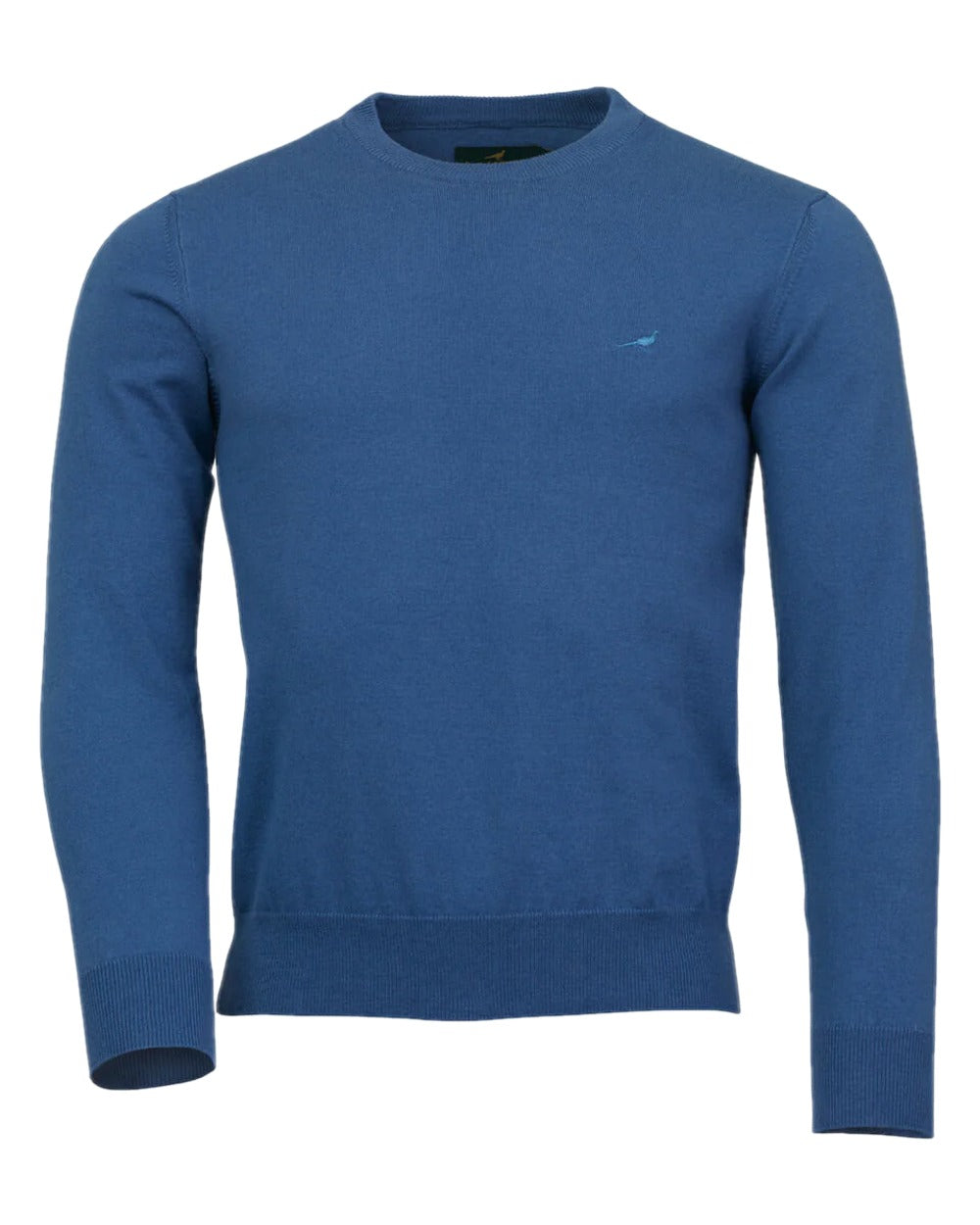 Indigo Coloured Laksen Mens Hardwick O-neck Sweater on white background 