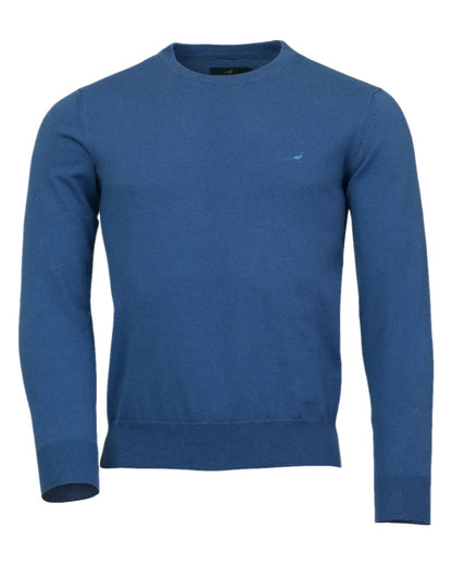 Indigo Coloured Laksen Mens Hardwick O-neck Sweater on white background 