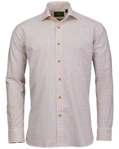 Burnt Orange Rum Coloured Laksen Mens Harvey Cotton Wool Shirt on white background 