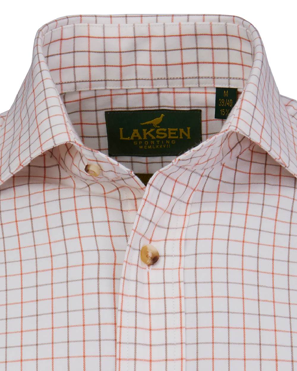 Burnt Orange Rum Coloured Laksen Mens Harvey Cotton Wool Shirt on white background 