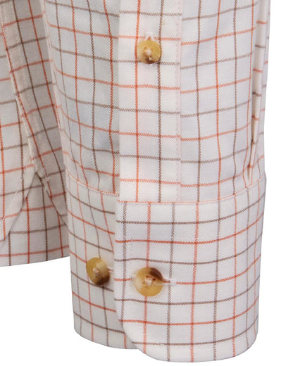 Burnt Orange Rum Coloured Laksen Mens Harvey Cotton Wool Shirt on white background 