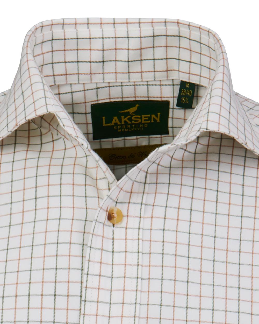 Olive Rum Coloured Laksen Mens Irving Cotton Wool Shirt on white background 