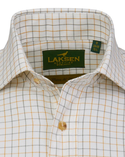 Gorse Olive Coloured Laksen Mens Jerrod Cotton Wool Shirt on white background 