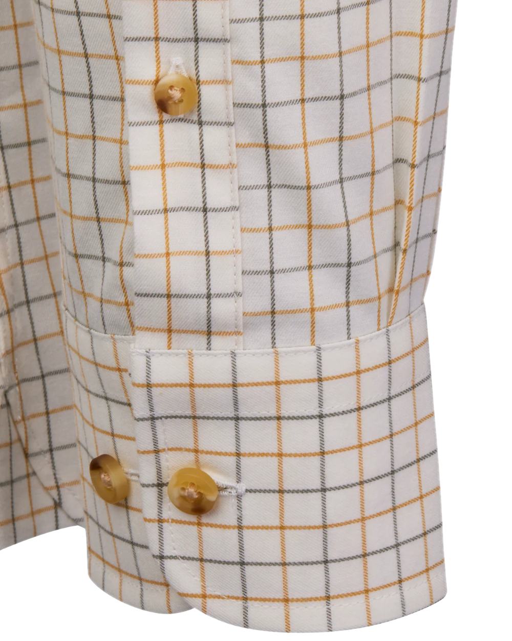Gorse Olive Coloured Laksen Mens Jerrod Cotton Wool Shirt on white background 