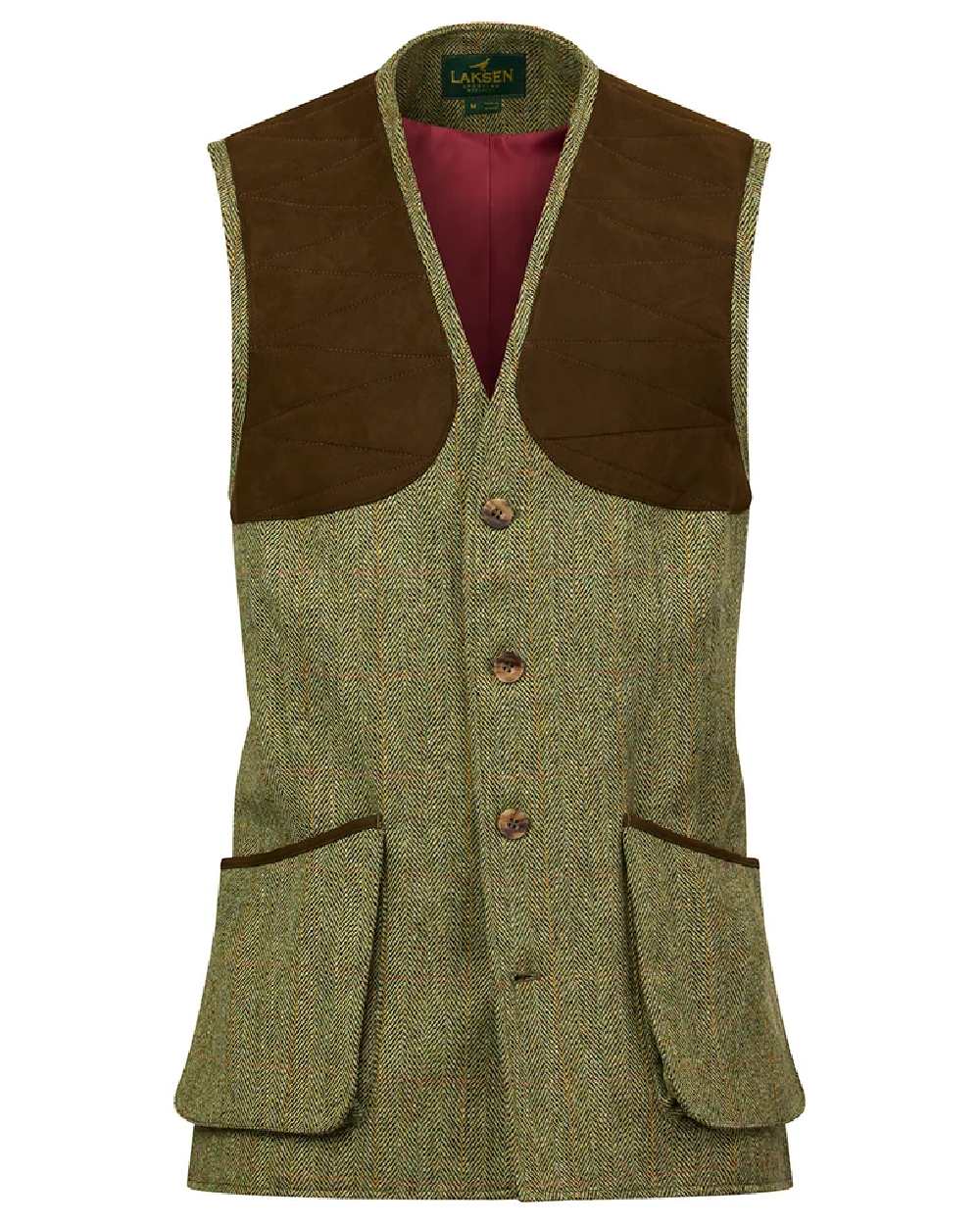 Berleigh Coloured Laksen Mens Leith Tweed Shooting Vest on White Background 