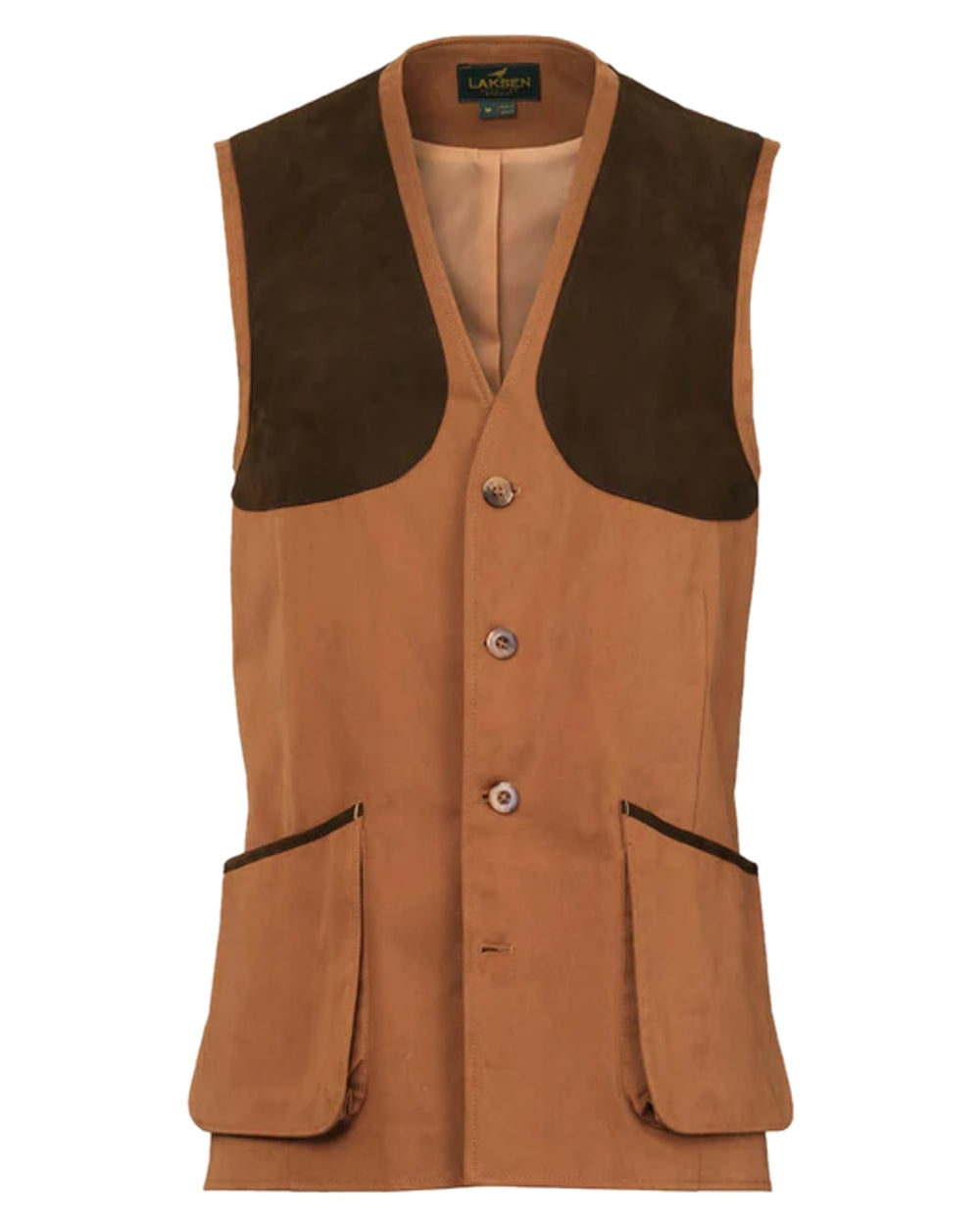 Camel Coloured Laksen Mens Lumley Leith Shooting Vest on white background 