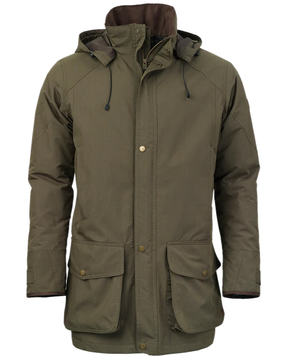 Olive Coloured Laksen Mens Marsh ISO Coat on white background 