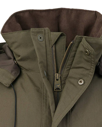 Olive Coloured Laksen Mens Marsh ISO Coat on white background 