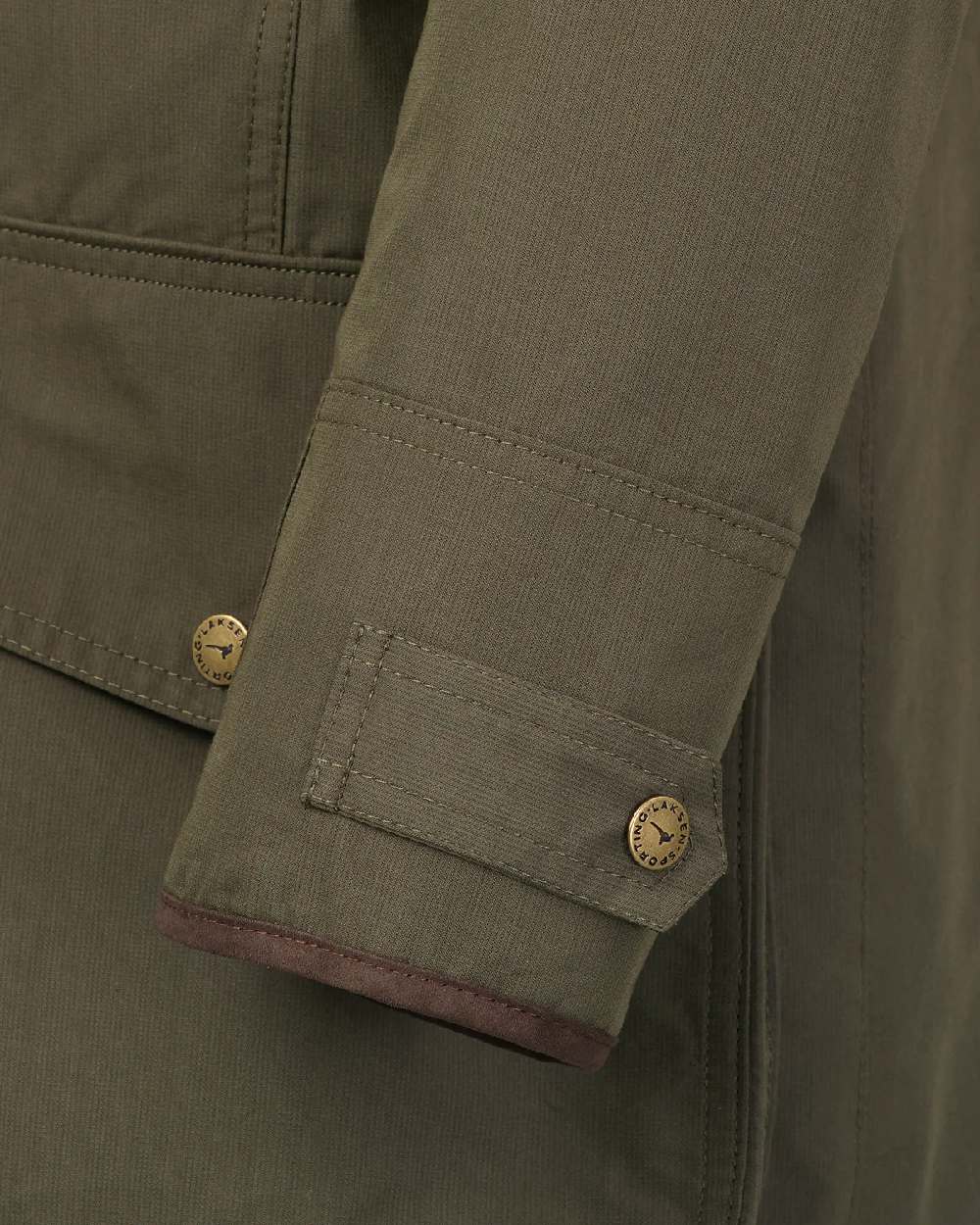 Olive Coloured Laksen Mens Marsh ISO Coat on white background 