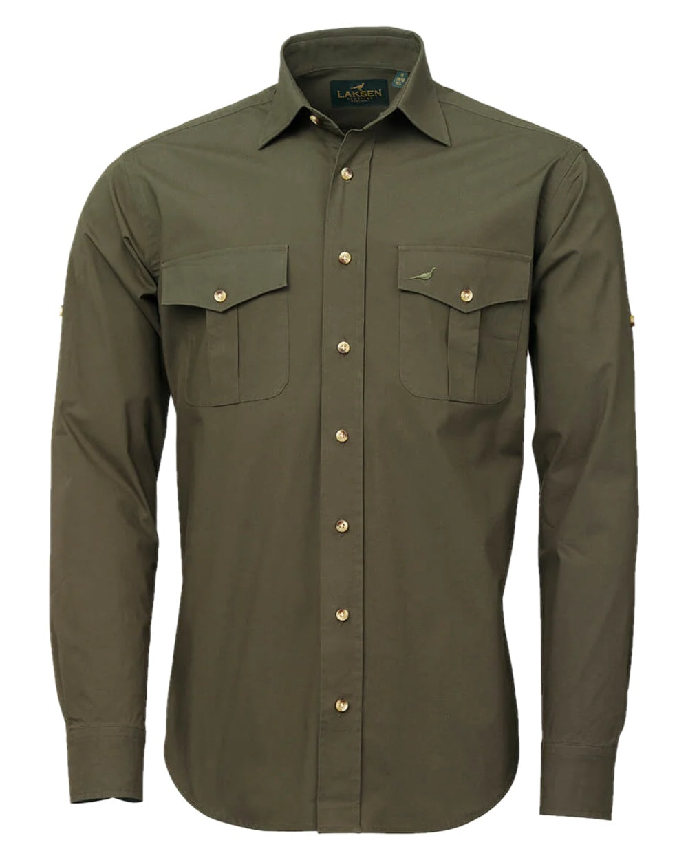 Olive Green Coloured Laksen Mens Nairobi Shirt on white background 