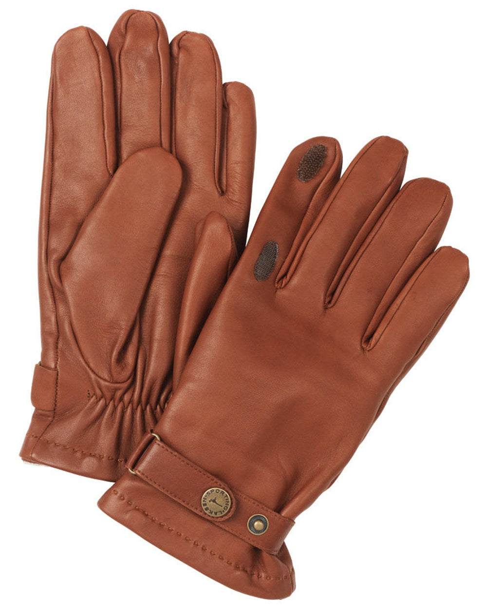 Cognac coloured Laksen Mens Sutton Lambskin Shooting Gloves on white background