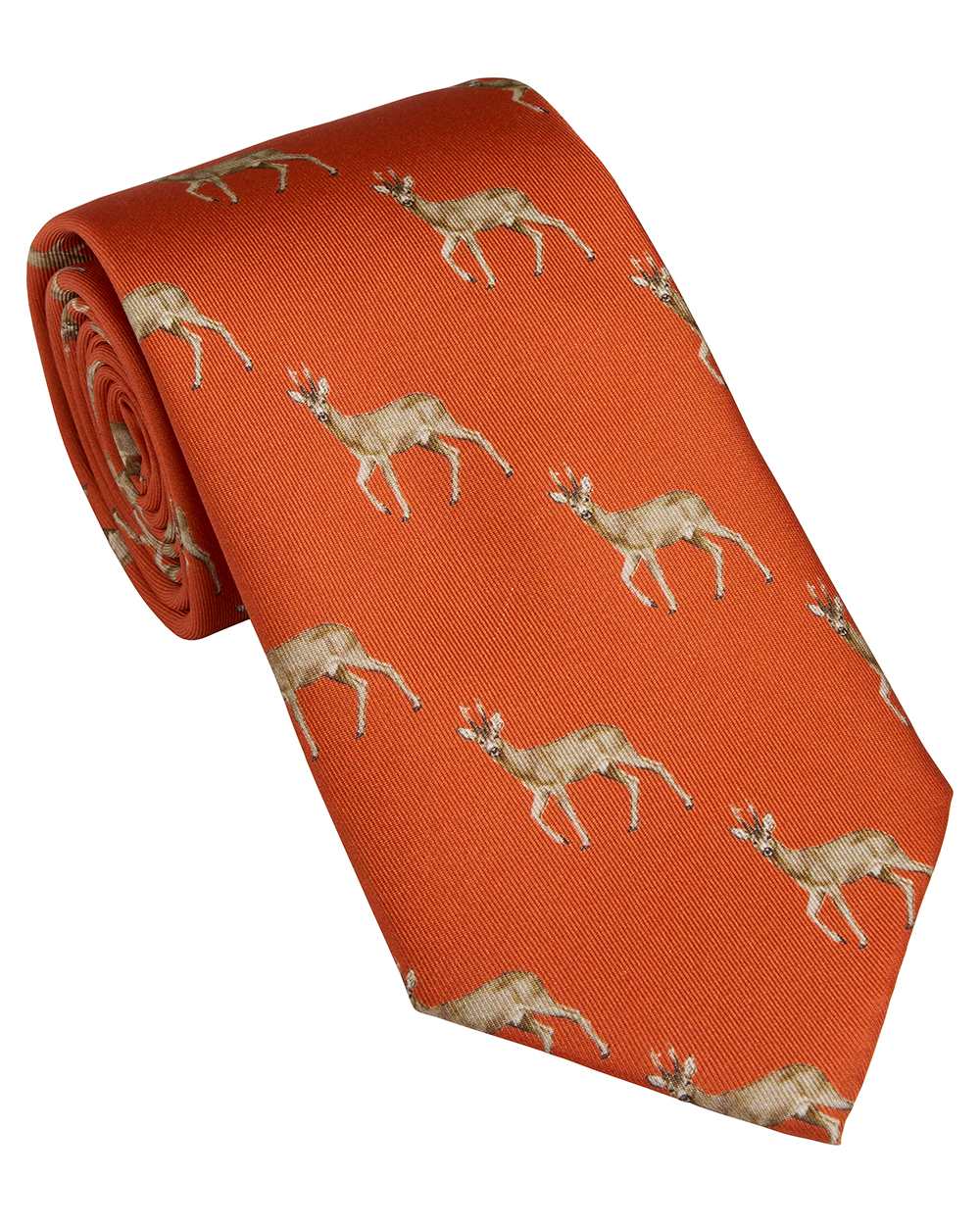 Burnt Orange coloured Laksen Roe Buck Tie on white background 