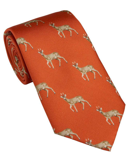 Burnt Orange coloured Laksen Roe Buck Tie on white background 