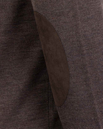 Chocolate Coloured Laksen Sussex V-Neck Sweater on white background 