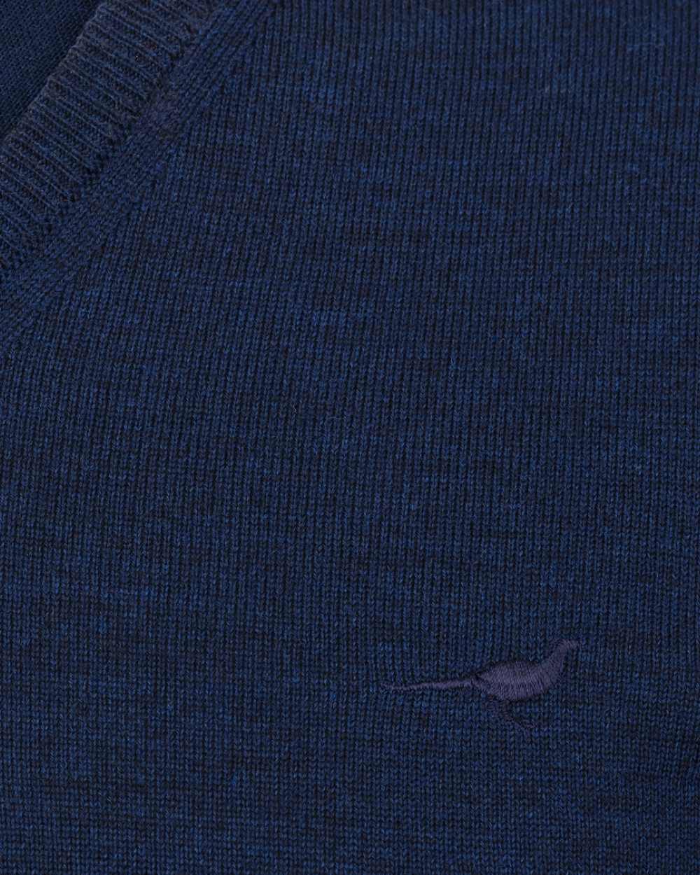 French Blue Coloured Laksen Sussex V-Neck Sweater on white background 