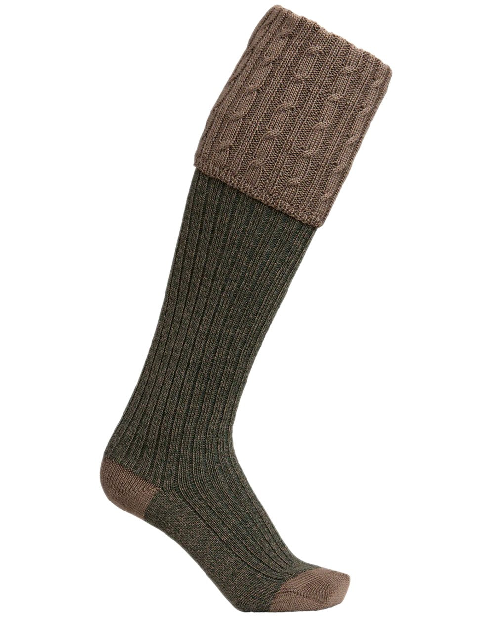 Camel Coloured Laksen Westwood Mix Shooting Socks on white background 