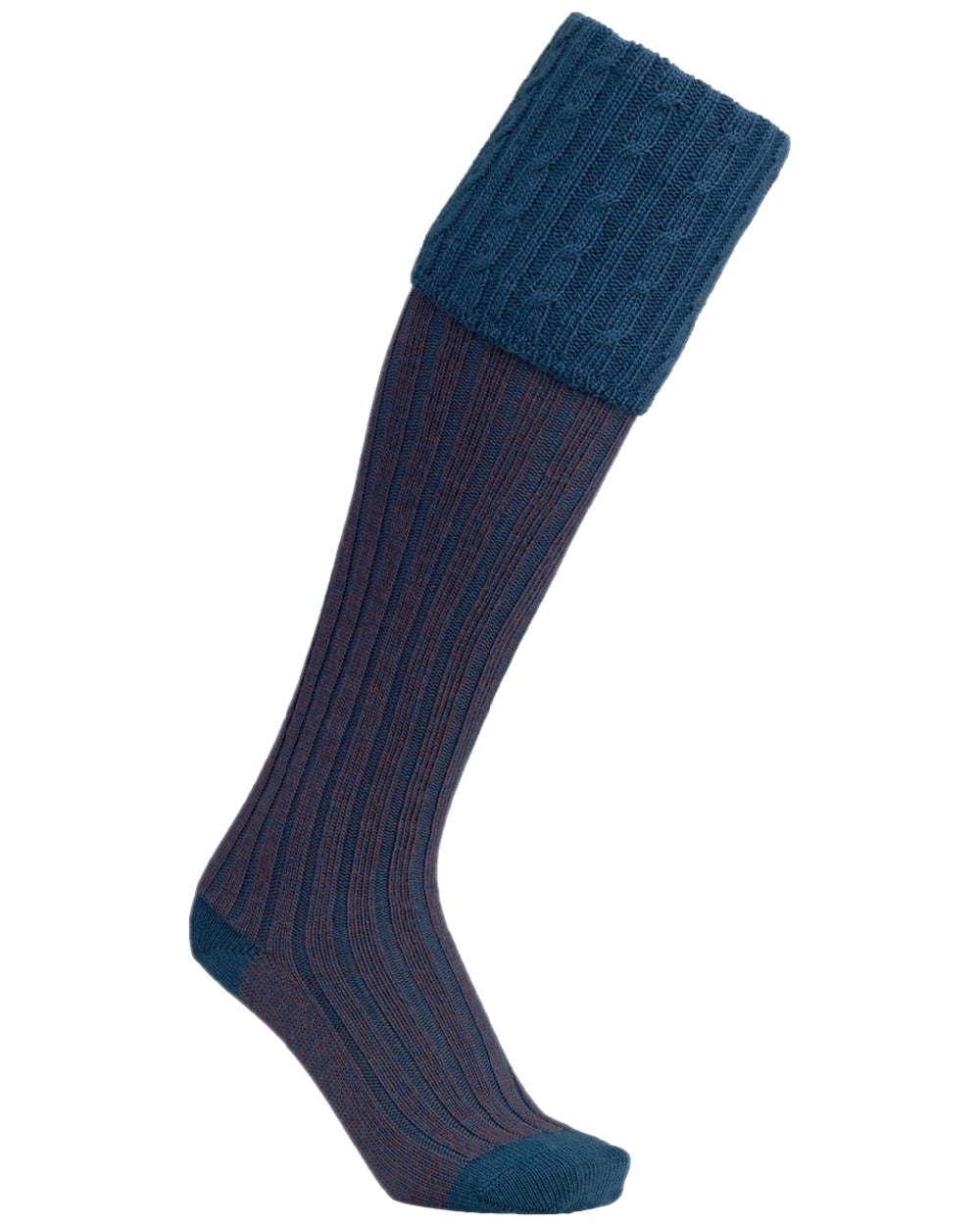 Cornflower Coloured Laksen Westwood Mix Shooting Socks on white background 