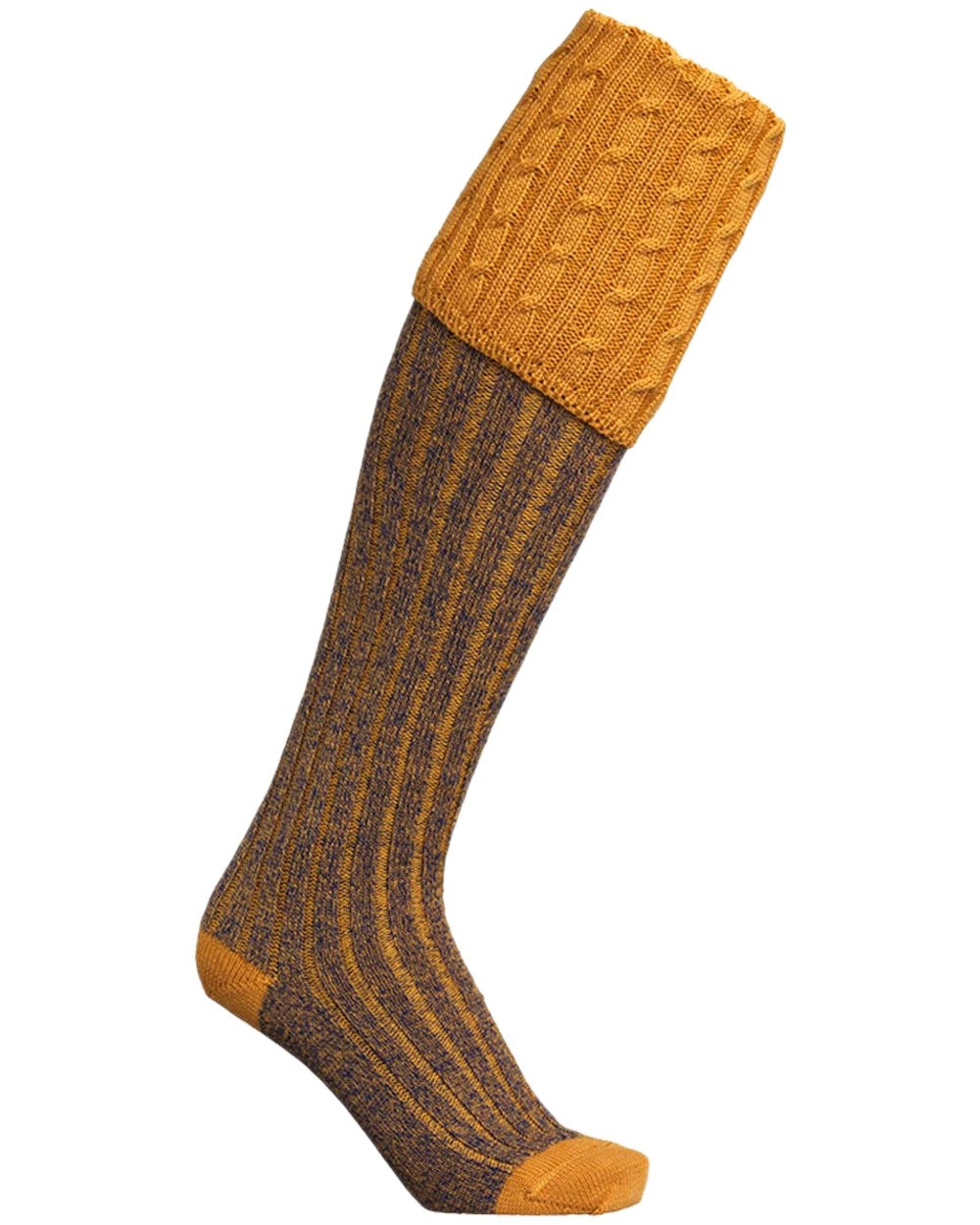 Gorse Coloured Laksen Westwood Mix Shooting Socks on white background 