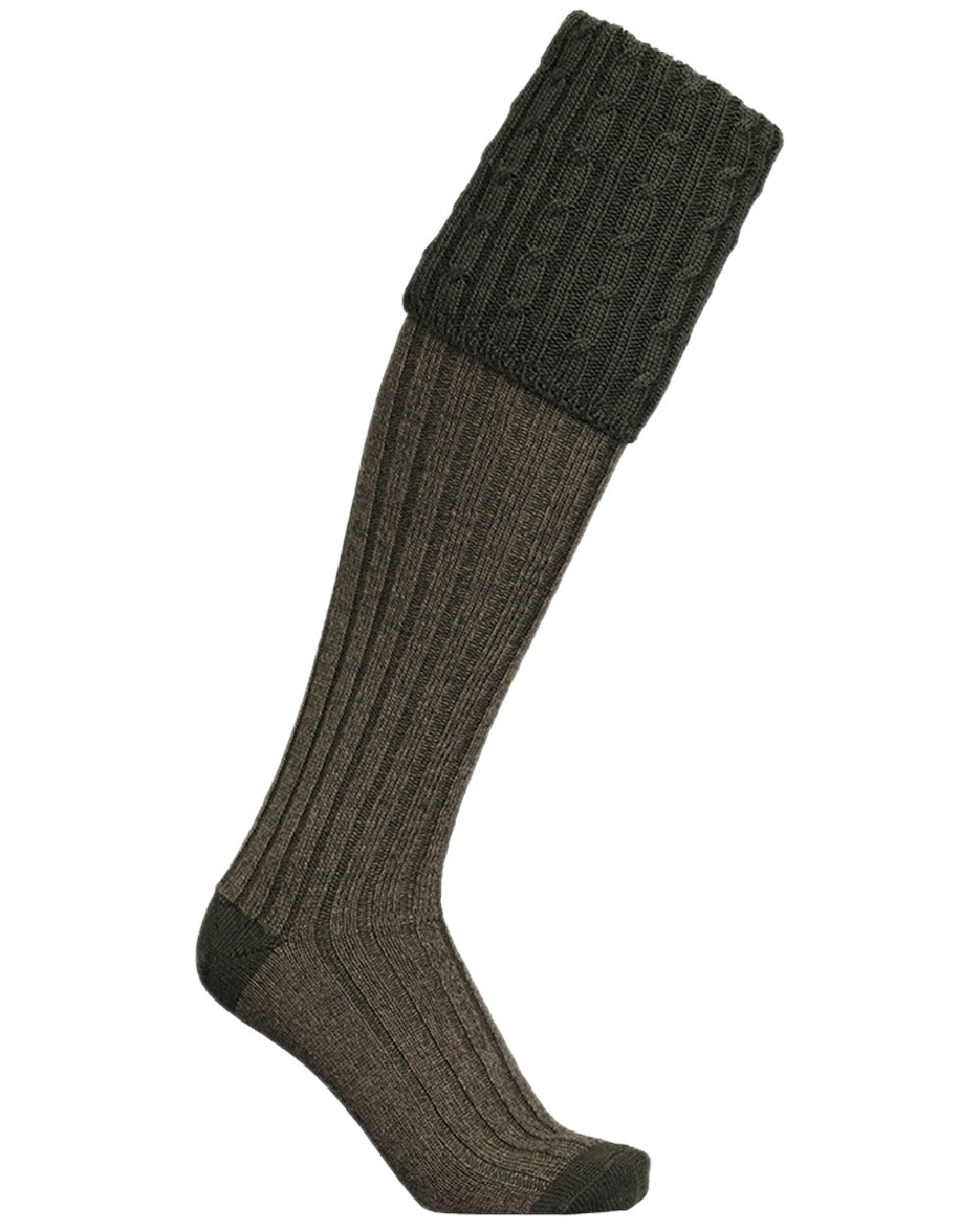 Loden Coloured Laksen Westwood Mix Shooting Socks on white background 
